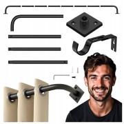 Karnisz Drążek czarny matowy rozsuwany 85-321 cm średnica 25 mm metalowy