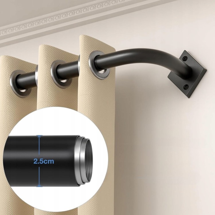 Karnisz Drążek czarny matowy rozsuwany 85-321 cm średnica 25 mm metalowy