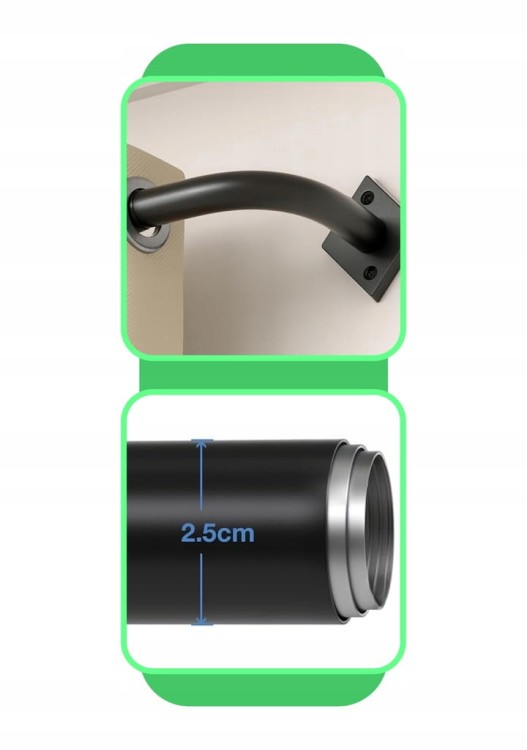 Karnisz Drążek czarny matowy rozsuwany 85-321 cm średnica 25 mm metalowy