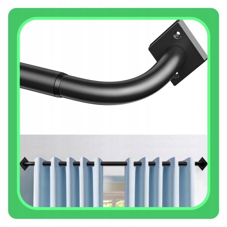 Karnisz Drążek czarny matowy rozsuwany 85-321 cm średnica 25 mm metalowy