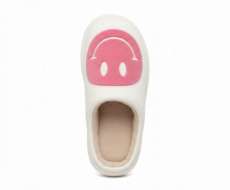 Kapcie Damskie Domowe Smile Z Uśmiechem Białe Ciapy Emotikon Papcie 46/47