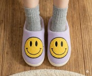 Kapcie Damskie Domowe Smile Z Uśmiechem Fiolet Ciapy Emotikon Papcie 38/39