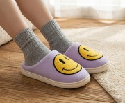Kapcie Damskie Domowe Smile Z Uśmiechem Fiolet Ciapy Emotikon Papcie 38/39