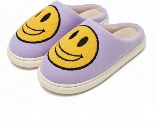Kapcie Damskie Domowe Smile Z Uśmiechem Fiolet Ciapy Emotikon Papcie 42/43