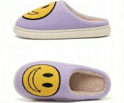 Kapcie Damskie Domowe Smile Z Uśmiechem Fiolet Ciapy Emotikon Papcie 42/43