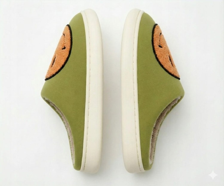 Kapcie Damskie Domowe Smile Z Uśmiechem Zielone Ciapy Emotikon Papcie 42/43