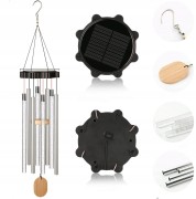 Dzwonki wietrzne ogrodowe solarne LED Metalowe wiszące Kolorowe światło