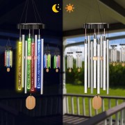 Dzwonki wietrzne ogrodowe solarne LED Metalowe wiszące Kolorowe światło