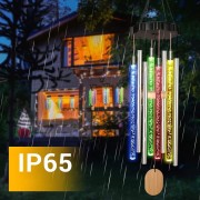 Dzwonki wietrzne ogrodowe solarne LED Metalowe wiszące Kolorowe światło