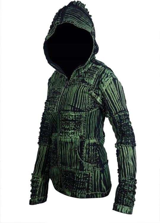 Ezhippie bluza damska Tiedye Razor Cut z kapturem boho etno M