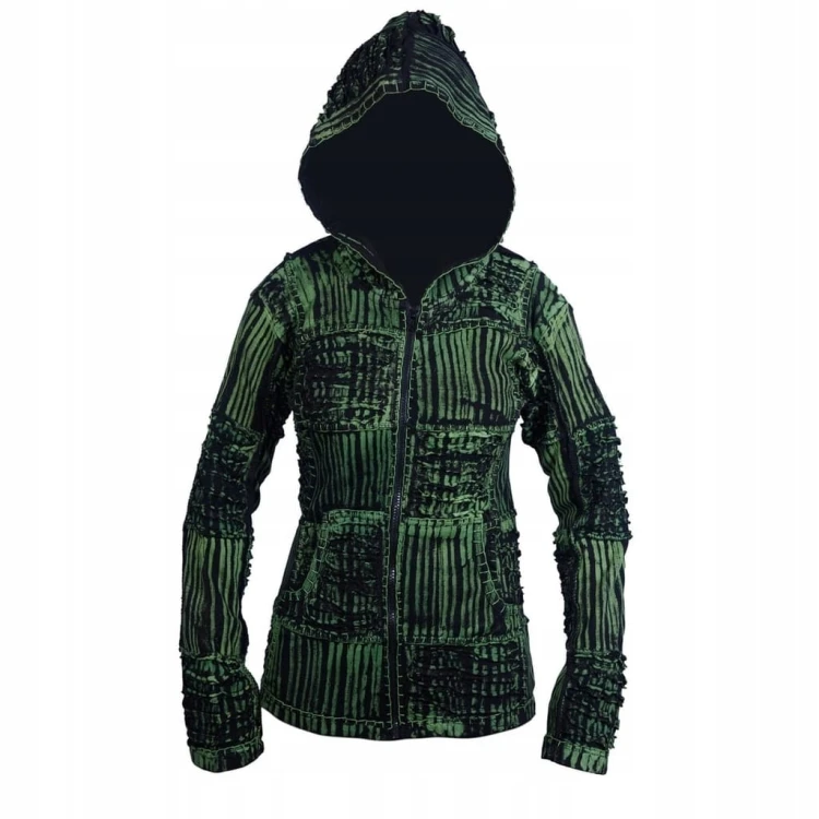 Ezhippie bluza damska Tiedye Razor Cut z kapturem boho etno XL