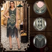 FEPITO Retro LATA 20-ste Sukienka damska +akcesoria Vintage XL FLAPPER