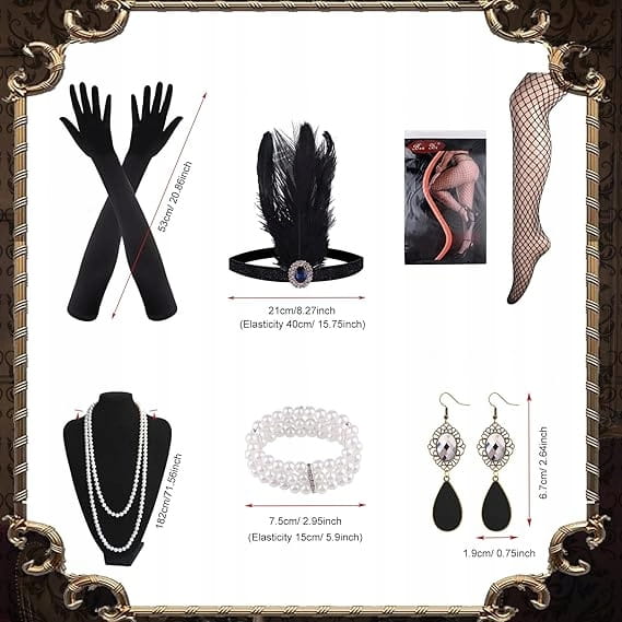 FEPITO Retro LATA 20-ste Sukienka damska +akcesoria Vintage XL FLAPPER