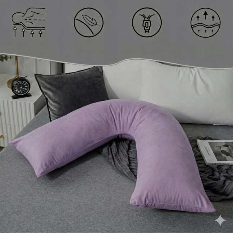 AS AWESLING poduszka litera V do spania ból szyi ramion FIOLET