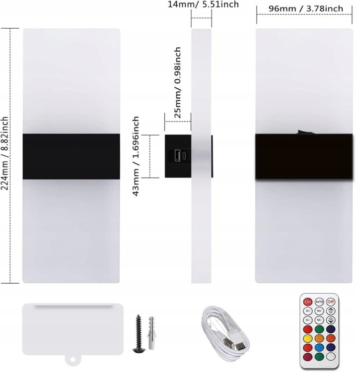 2x Bezprzewodowa lampa LED USB do ładowania magnetyczna3 poziomy jasności