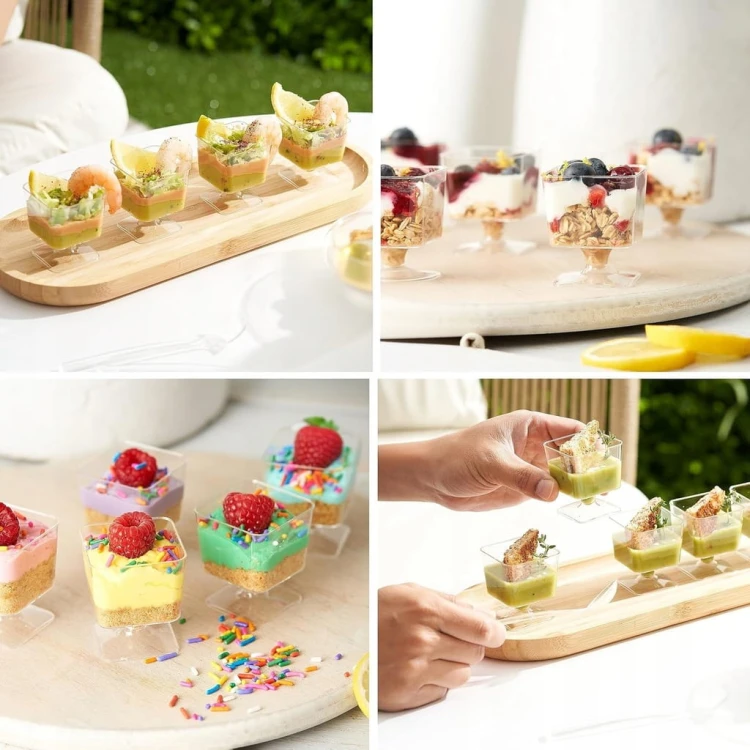 Pucharki do deserów pojemniki kwadrat 60 ml 100 szt. na nóżce nóżka