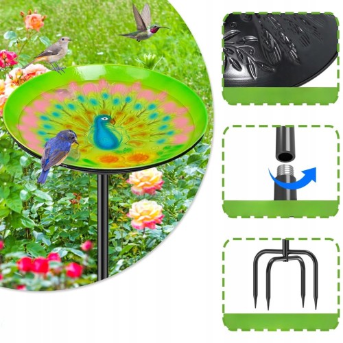 Ogrodowe POIDEŁKO KARMNIK dla ptaków do wbicia max. 99cm poidło na ziarno