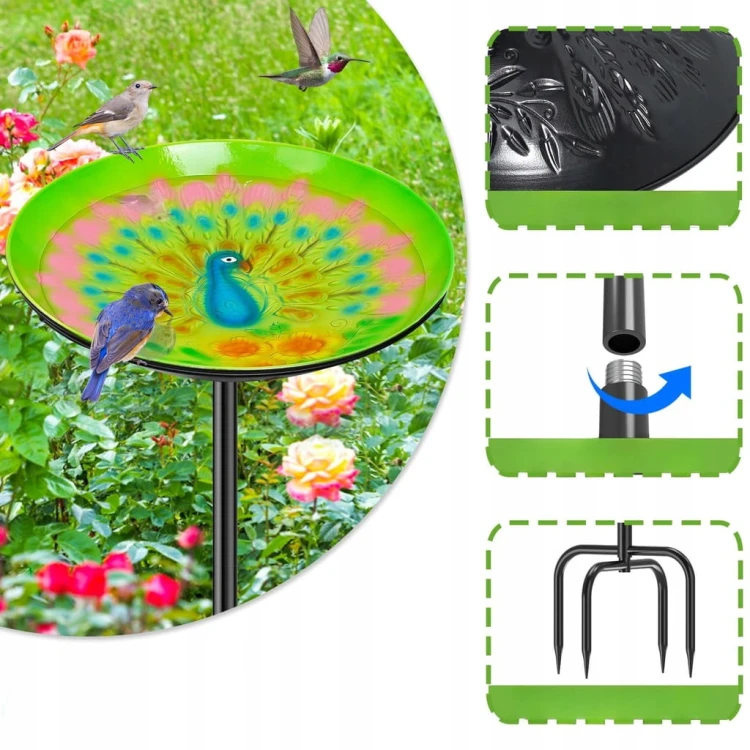 Ogrodowe POIDEŁKO KARMNIK dla ptaków do wbicia max. 99cm poidło na ziarno