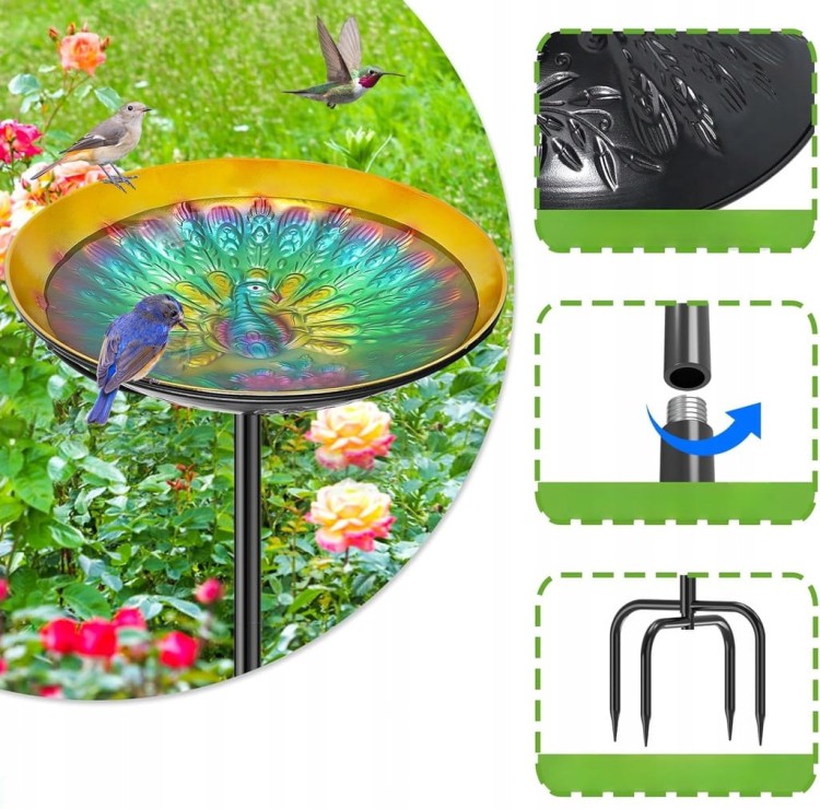 Ogrodowe POIDEŁKO KARMNIK dla ptaków do wbicia max. 99cm poidło na ziarno