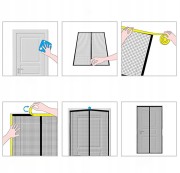 MOSKITIERA NA DRZWI, MAGNES ZASŁONA KURTYNA 90x200cm czarna