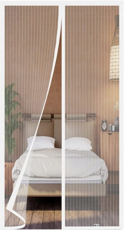 MOSKITIERA NA DRZWI, MAGNES ZASŁONA KURTYNA 120x210cm biała