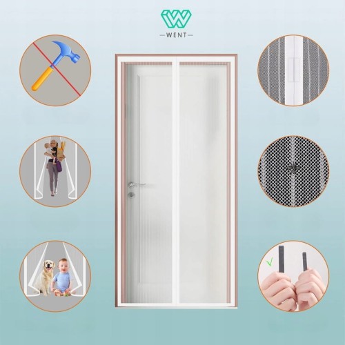 MOSKITIERA NA DRZWI, MAGNES ZASŁONA KURTYNA 120x210cm biała