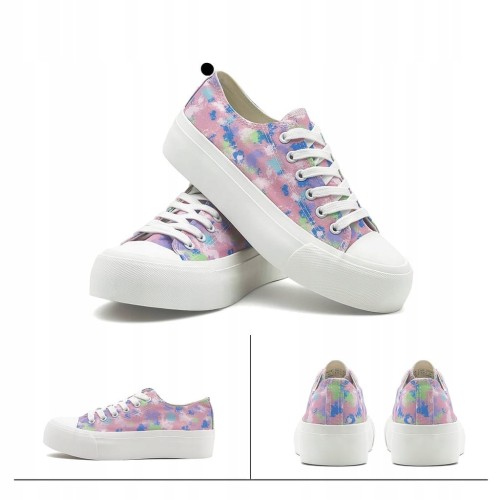 Trampki tenisówki klasyczne na platformie Canvas sportowe wygodne różowe 38