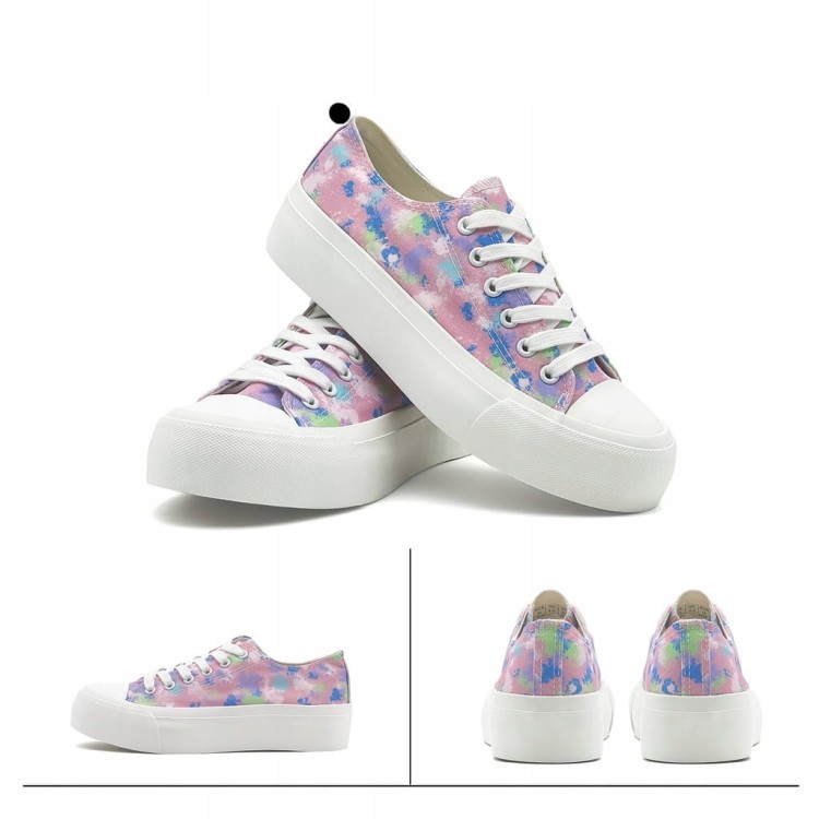 Trampki tenisówki klasyczne na platformie Canvas sportowe wygodne różowe 38