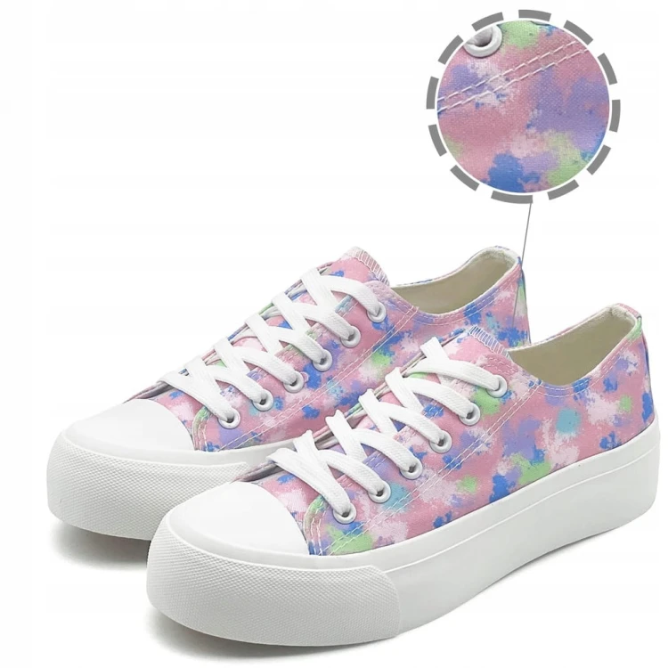 Trampki tenisówki klasyczne na platformie Canvas sportowe wygodne różowe 38