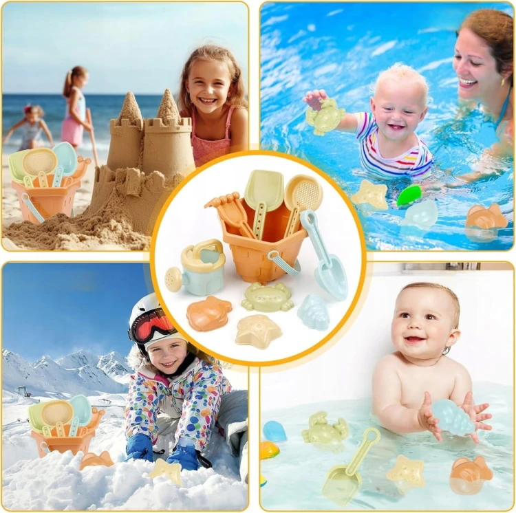 Zabawki do piasku zestaw pastelowy dla dzieci na plażę do piaskownicy