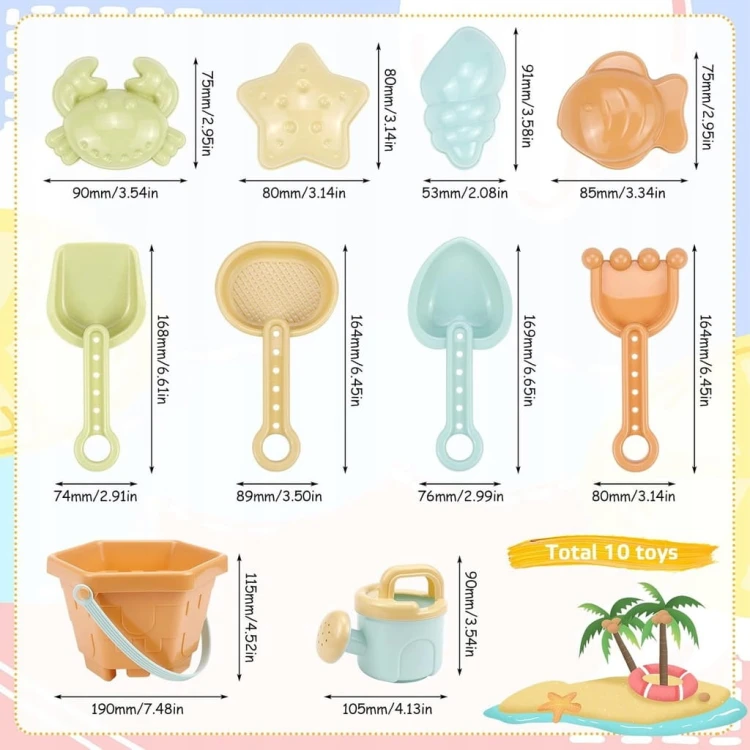 Zabawki do piasku zestaw pastelowy dla dzieci na plażę do piaskownicy