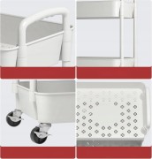 WÓZEK KUCHENNY ORGANIZER 3-POZIOMOWY REGAŁ BIAŁY KÓŁKA 29x39x76 cm