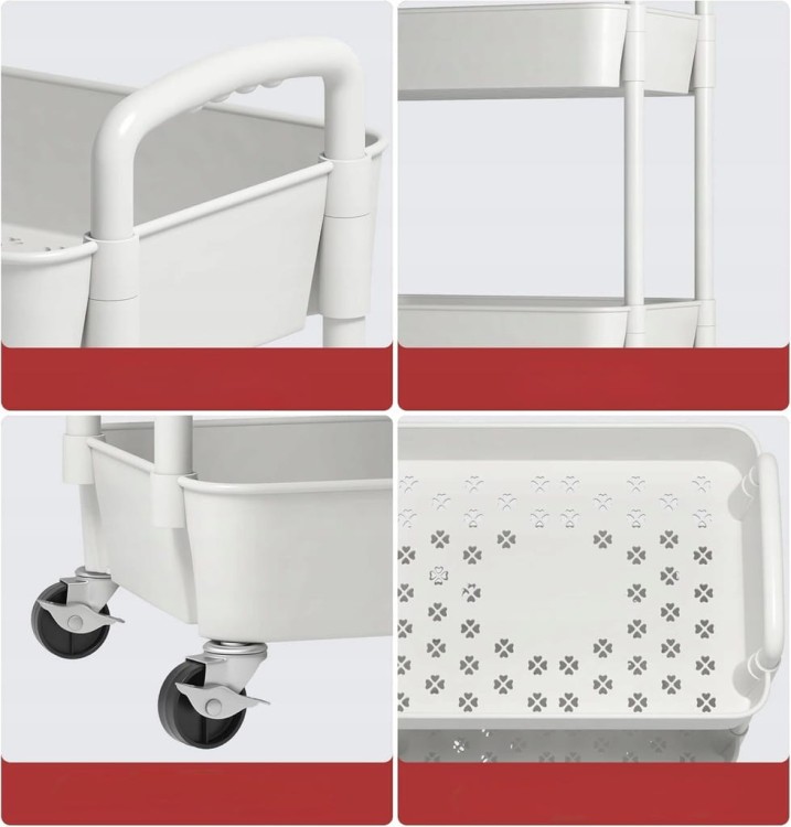 WÓZEK KUCHENNY ORGANIZER 3-POZIOMOWY REGAŁ BIAŁY KÓŁKA 29x39x76 cm