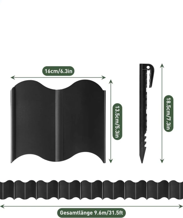 Zestaw obrzeże trawnikowe KOTWY 13,5 x 16 cm / 60szt do ogrodu