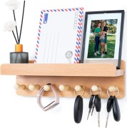 Wieszak Półka Wisząca Organizer Na Klucze Do Przedpokoju lite drewno