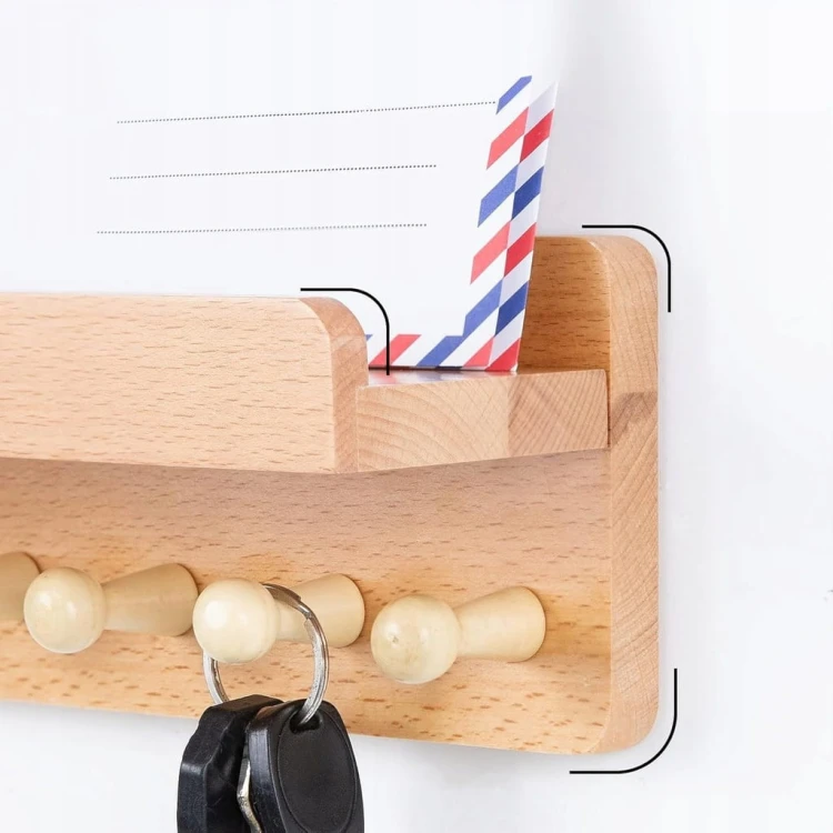 Wieszak Półka Wisząca Organizer Na Klucze Do Przedpokoju lite drewno