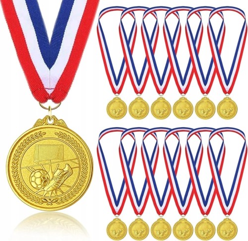 12x Medal Dziecięcy Metal Medale do piłki sportu dla ZWYCIĘZCY złote GOLD