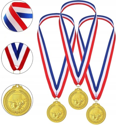 12x Medal Dziecięcy Metal Medale do piłki sportu dla ZWYCIĘZCY złote GOLD