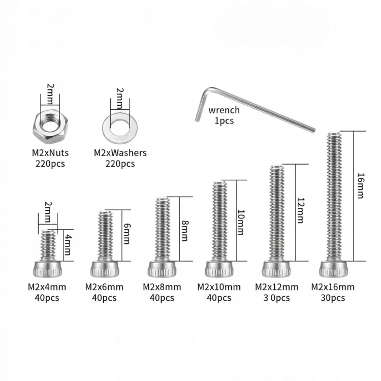 ZESTAW ŚRUB IMBUSOWYCH M2 ŚRUBY ŚRUBKI IMBUSOWE NAKŁADKI ZESTAW 660 szt.