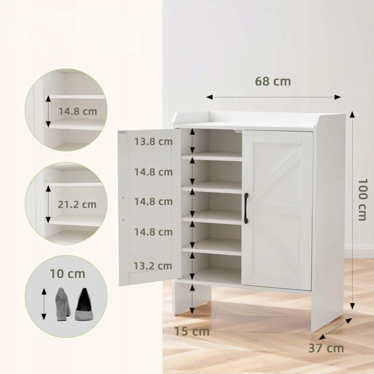 5-poziomowa szafka na buty wolnostojąca BIAŁA regał na buty zamykany