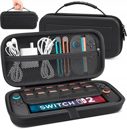 Etui CASE Pokrowiec Futerał do konsoli NINTENDO SWITCH 2 Usztywniane Czarne