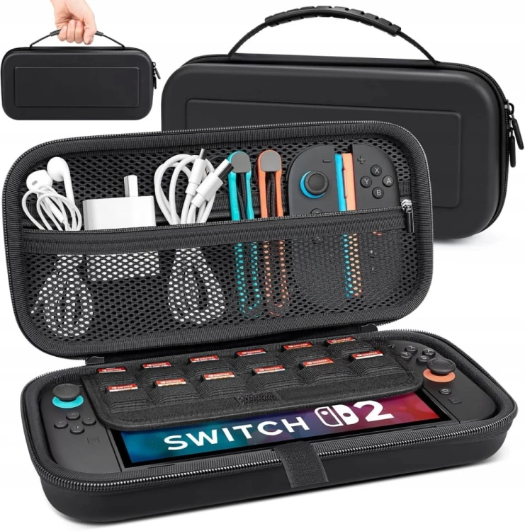 Etui CASE Pokrowiec Futerał do konsoli NINTENDO SWITCH 2 Usztywniane Czarne
