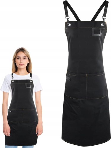 Fartuch barmański kelnerski szefa kuchni krzyżowane szelki regulowany