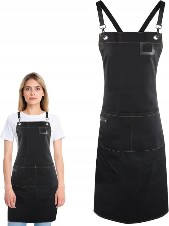 Fartuch barmański kelnerski szefa kuchni krzyżowane szelki regulowany