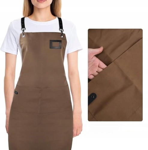 Fartuch barmański kelnerski szefa kuchni krzyżowane szelki regulowany