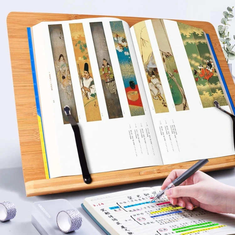 Bambusowy stojak na książki kucharskie tablet laptopa 39x28cm XXL