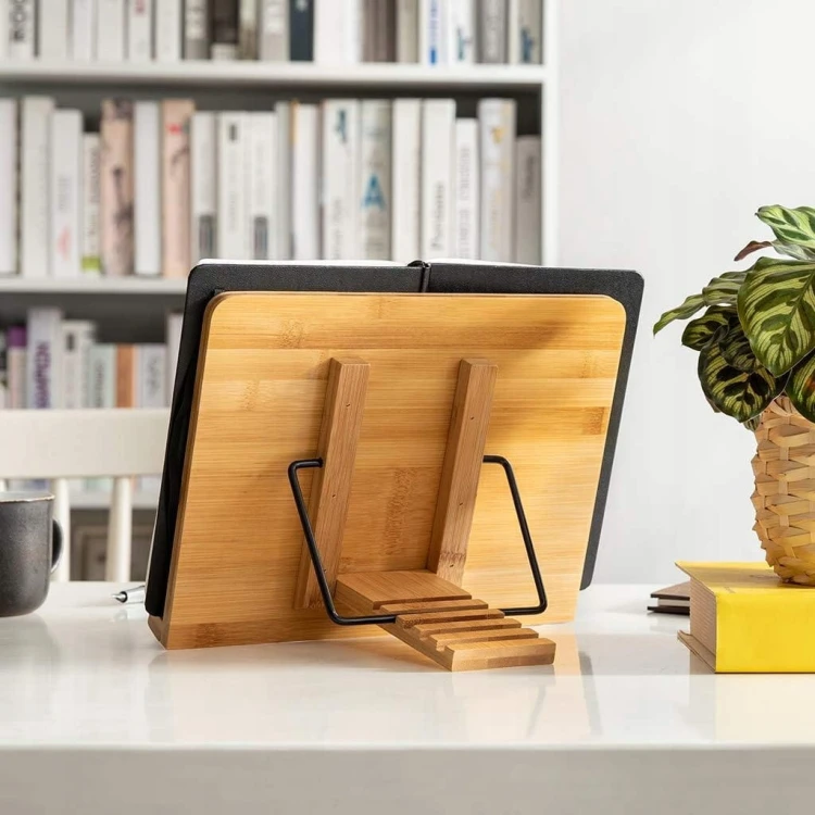 Bambusowy stojak na książki kucharskie tablet laptopa 39x28cm XXL