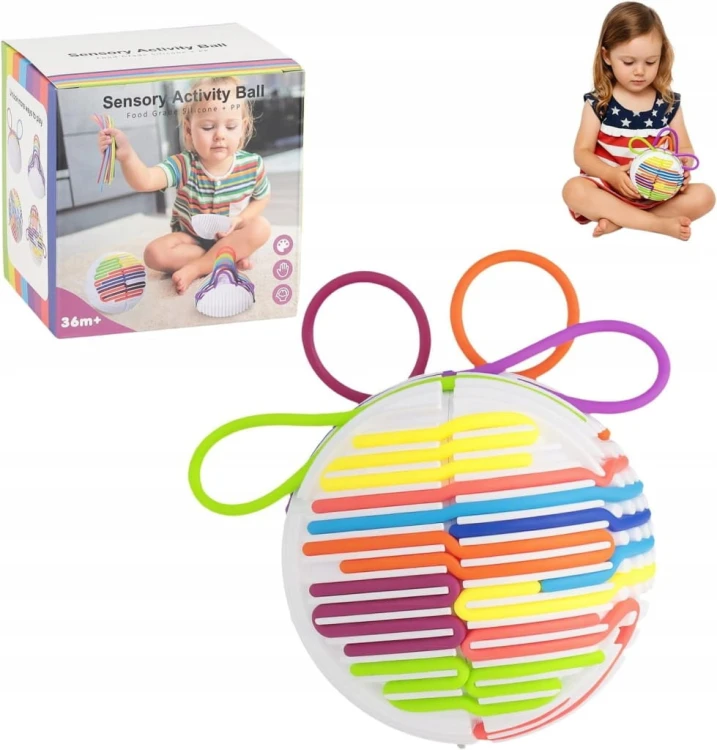 Piłka sensoryczna zabawka Montessori silikonowe struny kolorowe