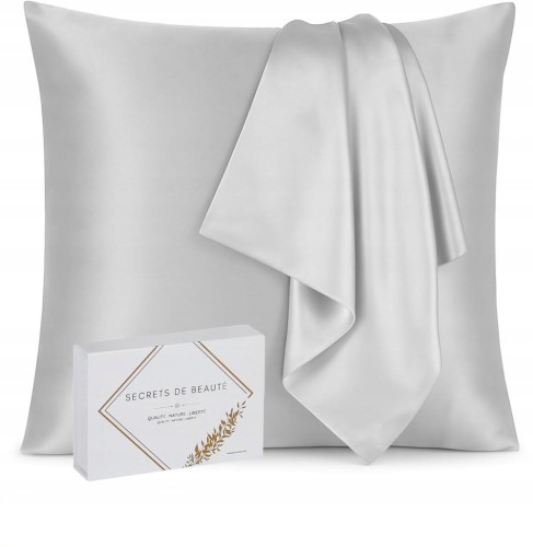 Poszewka 100% jedwab morowy BIO luksus 22 momme 65x65cm Naturalna szara