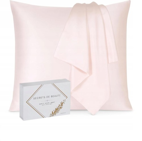 Poszewka 100% jedwab morowy BIO luksus 22 momme 65x65cm Naturalna różowa